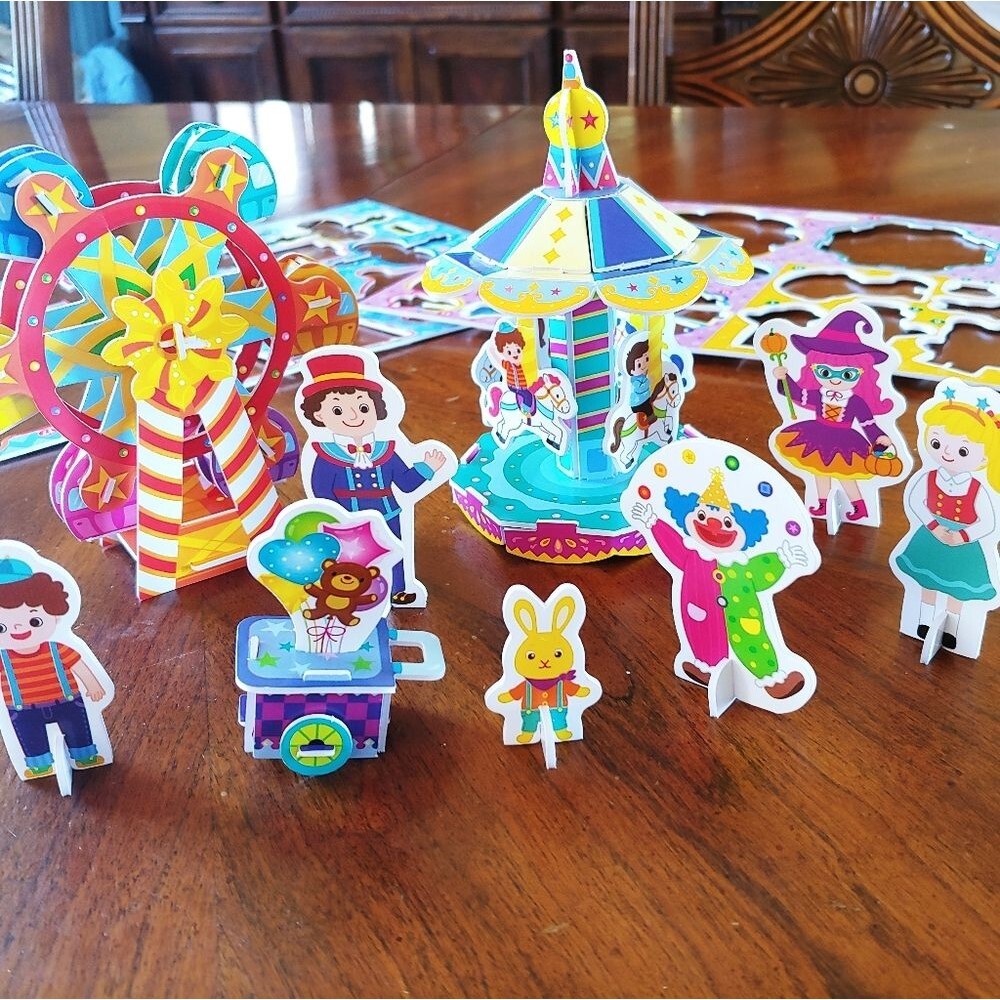 3D puzzle craft for kids adults amusement park educational toy Carousel 5 6 7 8+